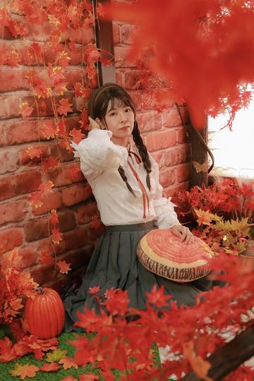 紅葉エリアでのポートレート撮影